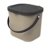Rotho Albula Cestino Bio con Coperchio e Manico per la Cucina, Plastica (PP) senza BPA, Beige (Cappuccino)/Grigio (Antracite), 6 L, 23.5 x 20.0 x 20.8 cm
