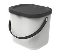 Rotho Albula Cestino Bio con Coperchio e Manico per la Cucina, Plastica (PP) senza BPA, Bianco/Grigio (Antracite), 6 L, 23.5 x 20.0 x 20.8 cm