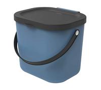 Rotho Albula Cestino Bio con Coperchio e Manico per la Cucina, Plastica (PP) senza BPA, Blu/Grigio (Antracite), 6 L, 23.5 x 20.0 x 20.8 cm