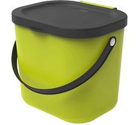 Rotho Albula Cestino Bio con Coperchio e Manico per la Cucina, Plastica (PP) senza BPA, Verde Chiaro/Grigio (Antracite), 6 L, 23.5 x 20.0 x 20.8 cm