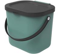 Rotho Albula Cestino Bio con Coperchio e Manico per la Cucina, Plastica (PP) senza BPA, Verde Scuro/Grigio (Antracite), 6 L, 23.5 x 20.0 x 20.8 cm
