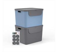 Rotho Albula - Set di 2 sistemi di raccolta differenziata per la cucina, in plastica (PP), senza BPA, 55 l (52,3 x 40,5 x 34,0 cm)