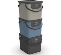 Rotho Albula Set Di 3 Sistemi Di Separazione Dei Rifiuti Per La Cucina, Plastica (Pp) Senza Bpa, Grigio (Antracite)/Blu/Beige (Cappuccino), 40 X 35.8 X 34 Cm