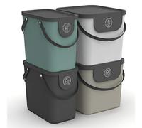 Rotho Albula Set Di 4 Sistemi Di Separazione Dei Rifiuti Cucina, Plastica, Senza Bpa, Multicolore, 40 X 23.5 X 34 Cm