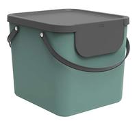 Rotho Albula Sistema di Separazione dei Rifiuti per la Cucina, Plastica (PP) senza BPA, Verde Scuro/Grigio (Antracite), 40 L, 40.0 x 35.8 x 34.0 cm