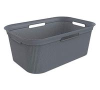 Rotho Brisen Cestino Lavanderia con 4 Maniglie, Plastica (PP) senza BPA, Grigio (Antracite), 40 L, 59.6 x 39.6 x 23.2 cm