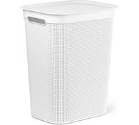 Rotho Brisen Raccoglitore di Lavaggio con Coperchio e 2 Maniglie, Plastica (PP) senza BPA, Bianco, 50 L, 43.1 x 34.0 x 52.9 cm