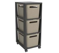 Rotho Brisen Roll contenitore con 3 cassetti, Plastica (PP riciclato), cappuccino, 3x16l (36,6 x 30,0 x 77,0 cm)