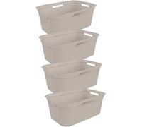 Rotho Brisen Set di 4 Cesti per la Biancheria, Plastica (PP) senza BPA, Beige, 4 x 40 L, 59.6 x 39.6 x 23.2 cm
