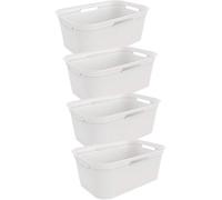 Rotho Brisen Set di 4 Cesti per la Biancheria, Plastica (PP) senza BPA, Bianco, 4 x 40 L, 59.6 x 39.6 x 23.2 cm