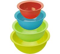 Rotho Caruba Set da 4 Composto da 3 Ciotole e 1 Colino, Plastica (PP) senza BPA, Multicolore, 30.0 x 30.0 x 13.0 cm