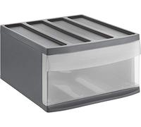 Rotho Cassettiera Systemix con 1 cassetto, plastica (PP) senza BPA, antracite/trasparente, L (39,5 x 34 x 20,3 cm)