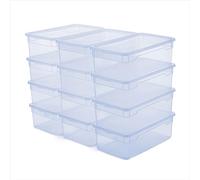 Rotho CLEAR Box Set 12 pezzi contenitori 5 L con coperchio, impilabili, 33,5×19×11 cm, trasparente blu
