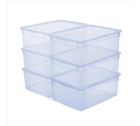 Rotho CLEAR Box Set 6 pezzi contenitori 10 L con coperchio, impilabili, 36×26×14 cm, trasparente blu