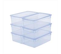 Rotho CLEAR Box Set 6 pezzi contenitori 5 L con coperchio, impilabili, 33,5×19×11 cm, trasparente blu
