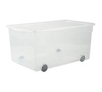 Rotho Clear Scatola con Coperchio e Ruote, Plastica (PP) senza BPA, Trasparente, 63 L, 71.5 x 40.0 x 33.5 cm
