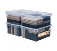 Rotho Clear Scatola Porta Oggetti con Coperchio 18 L Set 4 Trasparente Blu | Scatole Portaoggetti, Scatole Trasparenti, Contenitori, Organizzazione Della Casa, Chiusura Sicura, Impilabili, Set Da 4