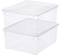 Rotho Clear Set Di 2 Scatole Con Coperchio, Plastica (Pp) Senza Bpa, Trasparente, 2 X 18L (40.0 X 33.5 X 17.0 Cm)