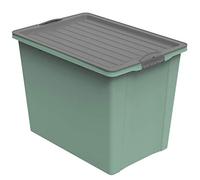 Rotho Compact Scatola con Coperchio e Ruote, Plastica (PP Riciclato) senza BPA, Verde/Grigio (Antracite), A3/70 L, 57.0 x 39.5 x 43.5 cm