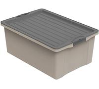 Rotho Compact Scatola con Coperchio, Plastica (PP Riciclato) senza BPA, Beige (Cappuccino)/Grigio (Antracite), A3/38 L, 57.0 x 40.0 x 25.0 cm