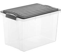Contenitore Compact - 39,5x27,5x27 cm - A4 - 19 L - PPL - coperchio nero - trasparente - Rotho