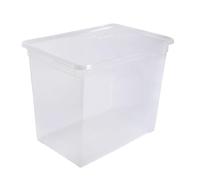 Rotho Contenitore Clear Box Mega 70 l di Rotho con coperchio - AppMyBox con codice QR - capienza 70 l - 55x37.5x43.5 cm - trasparente - impilabile - materiale sintetico/plastica (PP) - diverse misure