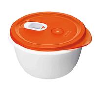 Rotho Micro Clever Vaschetta per Microonde con Coperchio e Valvola, Plastica (PP) senza BPA, Rosso/Bianco, 1.6 L, 19.0 x 19.0 x 10.5 cm