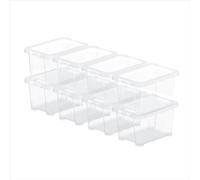 Rotho CORE Basic - Set di 8 scatole portaoggetti con coperchio, 1,2 l, in plastica con coperchio e maniglie, impilabili, ideali per casa e ufficio, trasparente