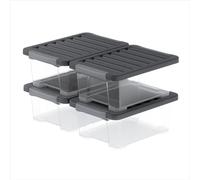 Rotho CORE Pro - Set di 4 scatole da 11 l, con coperchio, per alimenti, impilabili modulari