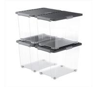 Rotho CORE Pro - Set di 4 scatole da 65 l, con coperchio, per alimenti, impilabili modulari
