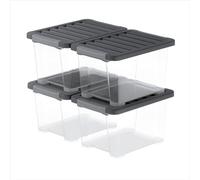 Rotho CORE Pro - Set di 4 scatole portaoggetti da 15 l, con coperchio, per alimenti, impilabili modulari