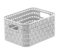 Rotho Country Cestino di stoccaggio 2l in rattan-look, Plastica PP senza BPA, Bianco(Vischio), A6/2l 18.3 x 13.7 x 9.8 cm