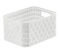 Rotho Country Cestino di Stoccaggio in Rattan-Look, Plastica (PP) senza BPA, Bianco, A6/2 L, 18.3 x 13.7 x 9.8 cm