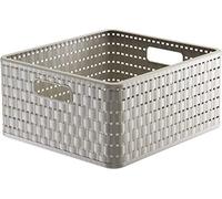 Rotho Country Scatola di Conservazione in Rattan-Look, Plastica (PP) senza BPA, Beige (Cappuccino), 14 L, 32.8 x 30.0 x 16.0 cm