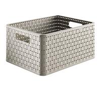 Rotho Country Scatola di Conservazione in Rattan-Look, Plastica (PP) senza BPA, Beige (Cappuccino), A4/18 L, 36.8 x 27.8 x 19.1 cm