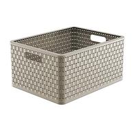 Rotho Country Scatola di Stoccaggio in Rattan-Look, Plastica (PP) senza BPA, Beige (Cappuccino), A4+/28 L, 43.0 x 33.0 x 21.5 cm