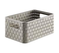 Rotho Country Scatola di Stoccaggio in Rattan-Look, Plastica (PP) senza BPA, Beige (Cappuccino), A5/6 L, 28.0 x 18.5 x 12.6 cm