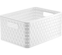Rotho Country Scatola di Stoccaggio in Rattan-Look, Plastica (PP) senza BPA, Bianco, A5+/11 L, 32.8 x 23.8 x 16.0 cm