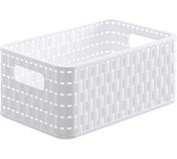 Rotho Country Scatola di Stoccaggio in Rattan-Look, Plastica (PP) senza BPA, Bianco, A5/6 L, 28.0 x 18.5 x 12.6 cm