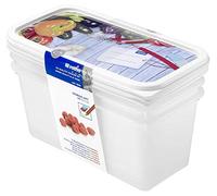 Rotho Domino Set di 3 Vasetti per Congelatore con Motivo Scrivibile sul Coperchio, Plastica (PP) senza BPA, Bianco, 3 x 1.5 L, 23.3 x 11.8 x 11.2 cm