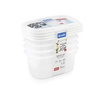 Rotho Domino Set di 4 Barattoli per Congelatore con Motivo Scrivibile sul Coperchio, Plastica (PP) senza BPA, Bianco, 4 x 0.2 L, 11.7 x 7.5 x 5.3 cm