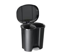 Rotho Duo Portarifiuti 2x 10l per la raccolta differenziata con coperchio e pedale, Plastica (PP) senza BPA, nero, 2 x 10l (39,0 x 32,0 x 40,5 cm)