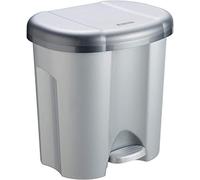 Rotho Duo Portarifiuti per la Raccolta Differenziata con Coperchio, Plastica (PP) senza BPA, Argento, 2 x 10 L, 39.0 x 32.0 x 40.5 cm