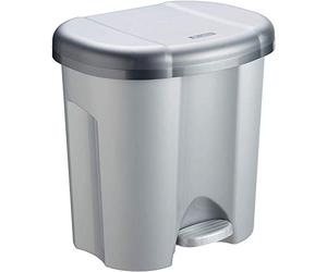 Rotho Duo Portarifiuti per la Raccolta Differenziata con Coperchio, Plastica (PP) senza BPA, Argento, 2 x 10 L, 39.0 x 32.0 x 40.5 cm