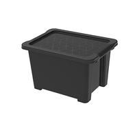 Rotho Evo Easy - Scatola portaoggetti con coperchio, 15 l, in plastica (PP riciclato), 15 l, 39 x 28 x 23 cm, colore: Nero