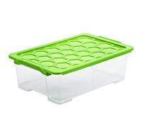 Rotho Evo Safe Keeping Scatola con Coperchio, Plastica (PP) senza BPA, Trasparente/Verde, 30 L, 59.0 x 39.5 x 18.5 cm