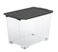 Rotho Evo Safe Keeping Scatola di Stoccaggio con Coperchio e Ruote, Plastica Alimentare (PP) senza BPA, Grigio (Antracite), 65 L, 59.0 x 39.5 x 41.2 cm