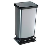 ROTHO - F600060 - Pattumiera a pedale Paso - 35x26x68 cm - 40 L - PPL metallizzato - nero-argento - Rotho - 64308 - Conf. da 1 Pz. - F600060