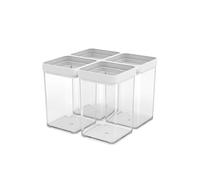 Rotho Fera - Set di barattoli da 1 litro, 4 pezzi, in plastica (PP), senza BPA, trasparenti, (20,8 x 20,8 x 17,3 cm)