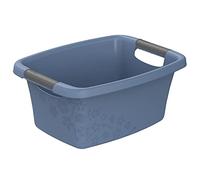 Rotho Flowers Cestino per il bucato 12l, Plastica (PP) senza BPA, blu, 12l (39.5 x 29.4 x 17.5 cm)